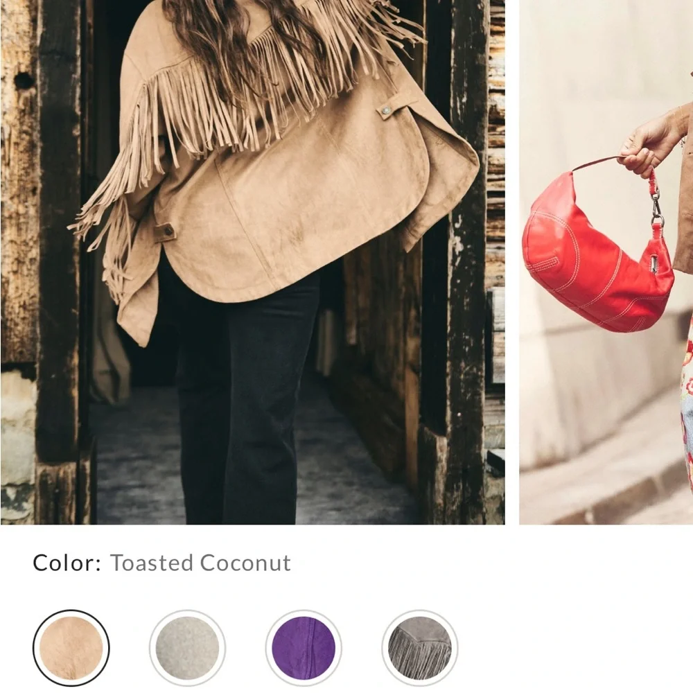 Free People Tan Leather Fringe Jacket - Picture 2 of 2
